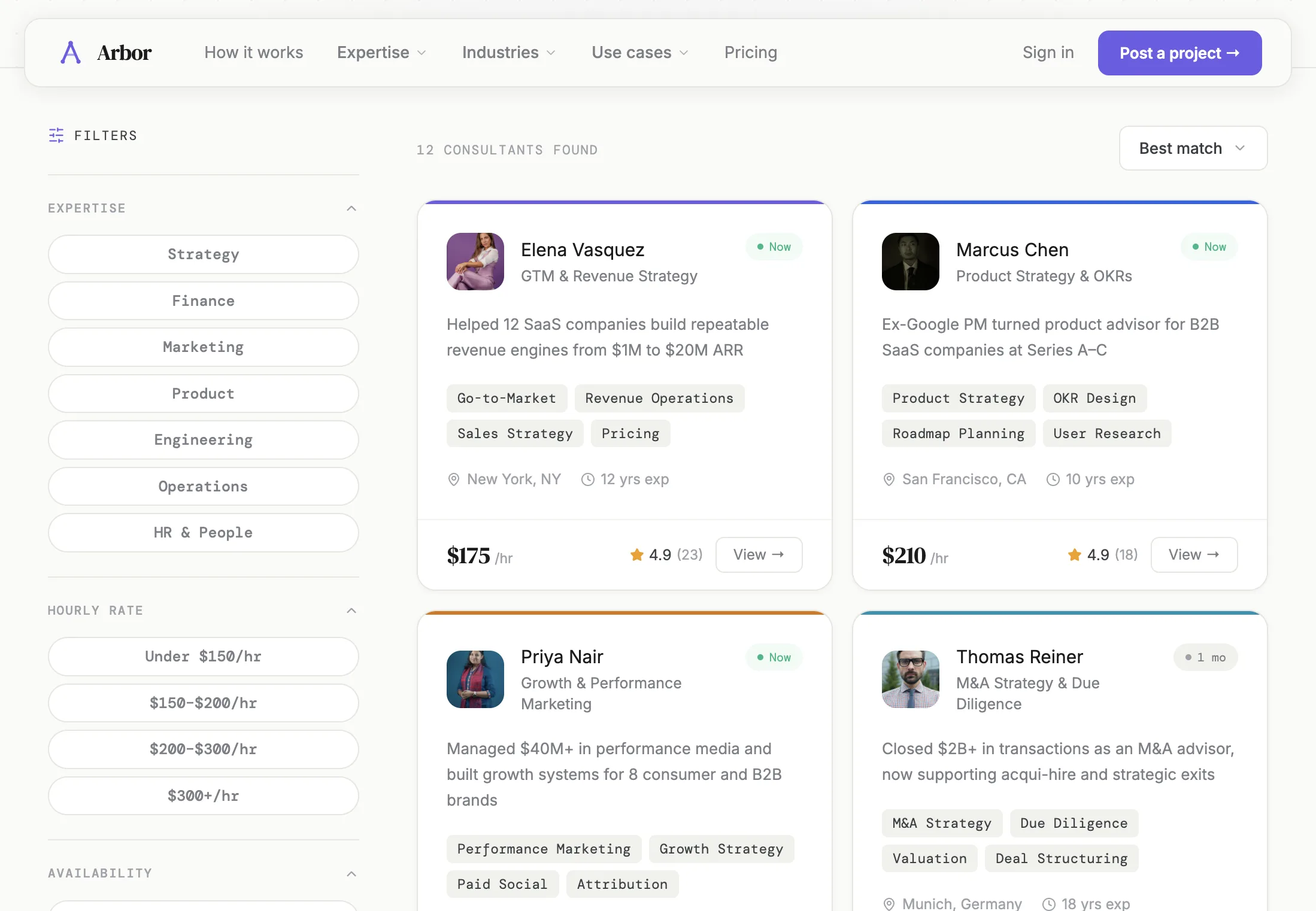 Arbor post project flow for clients