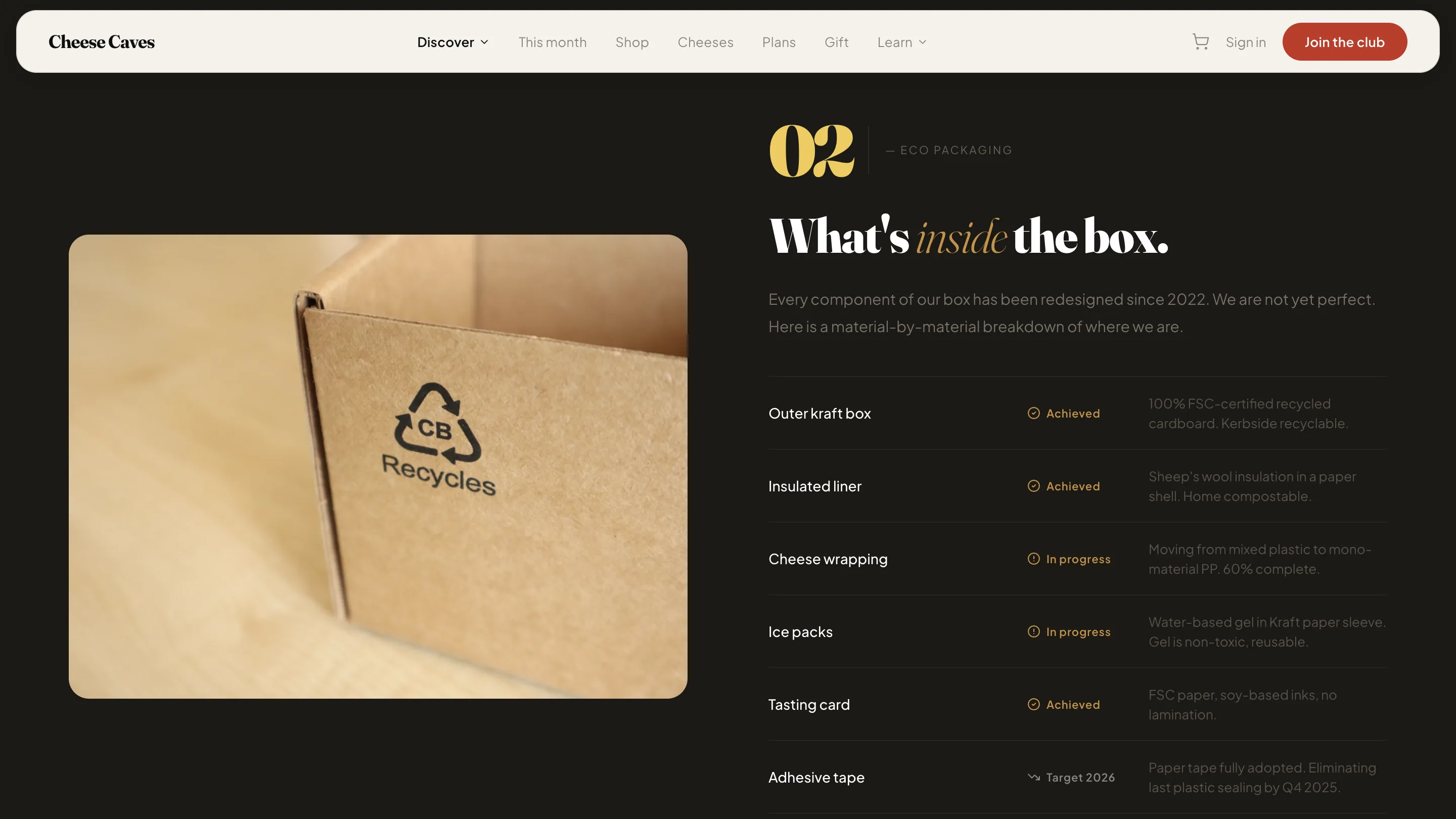 Cheese Caves journal and editorial content module