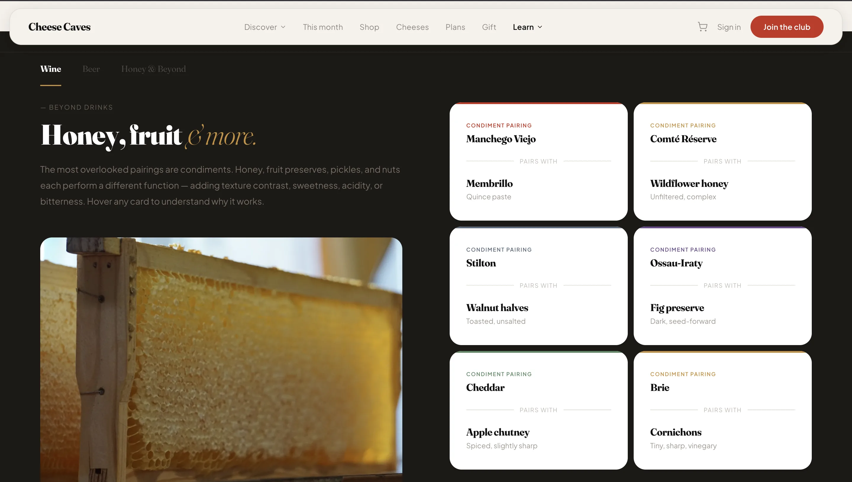 Cheese Caves encyclopedia taxonomy interface
