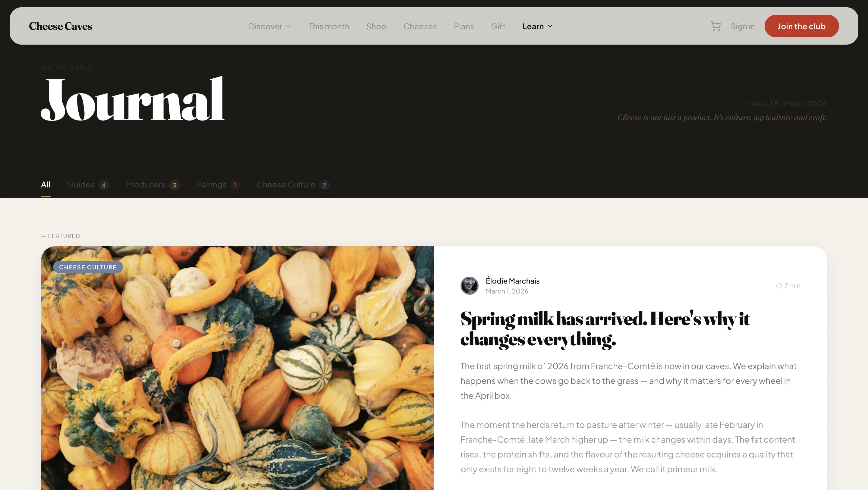 Cheese Caves pairing content cards