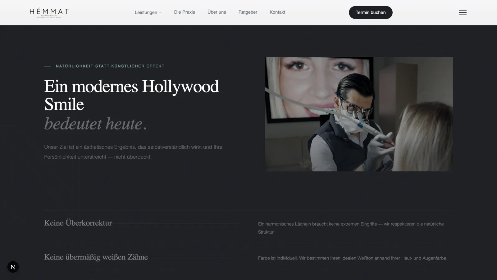 Consultation-focused section for aesthetic dentistry services