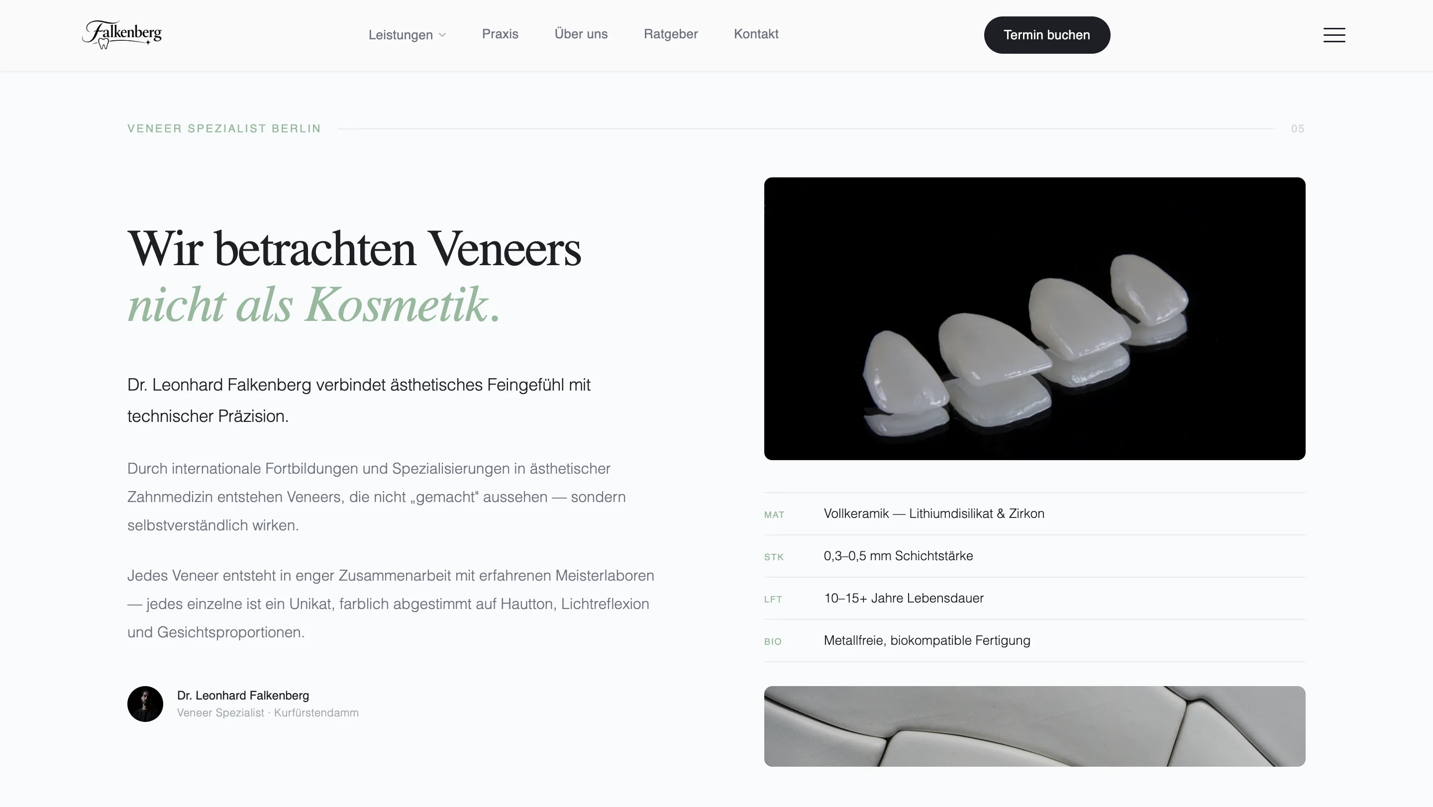 Bereich der Praxiswebsite mit Fokus auf Behandlungsaufklaerung