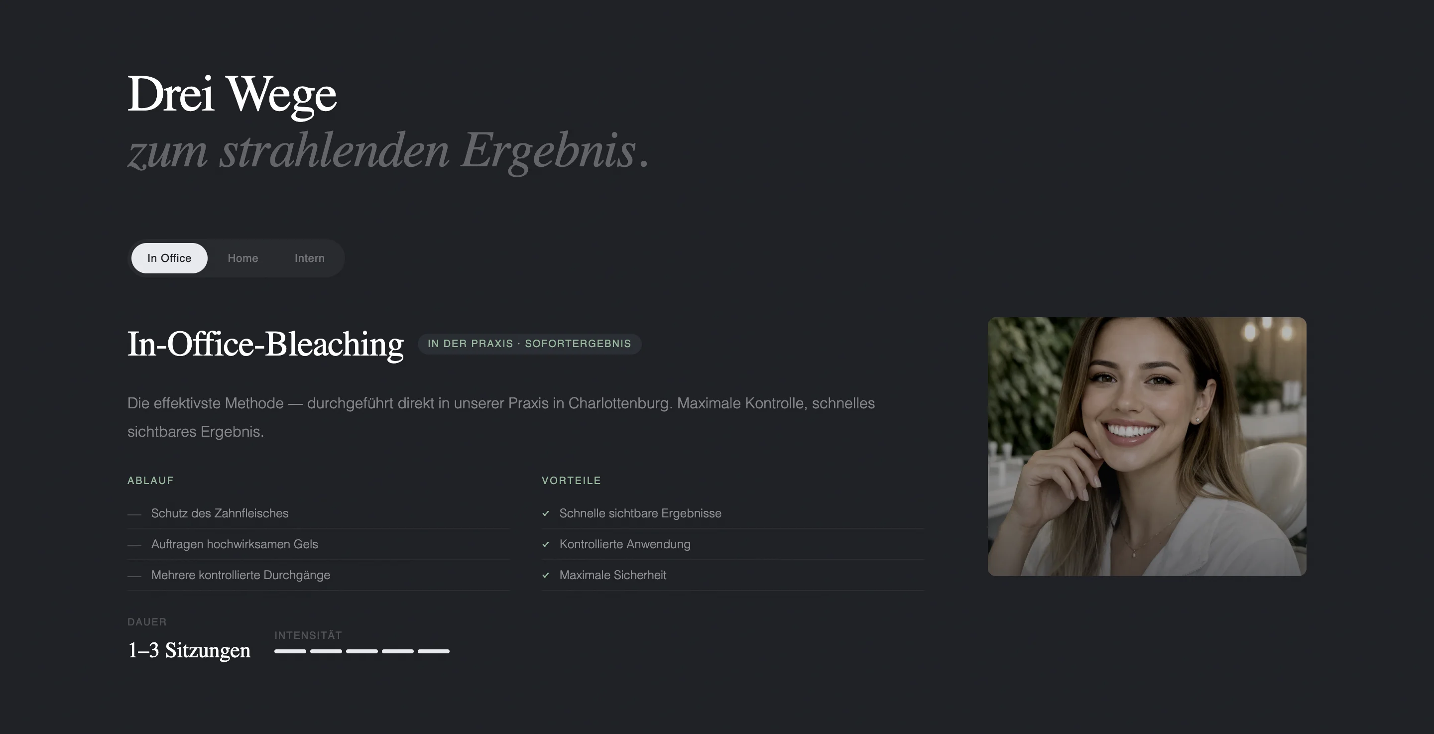 Patientenorientiertes Seitenlayout fuer biologische Zahnmedizin