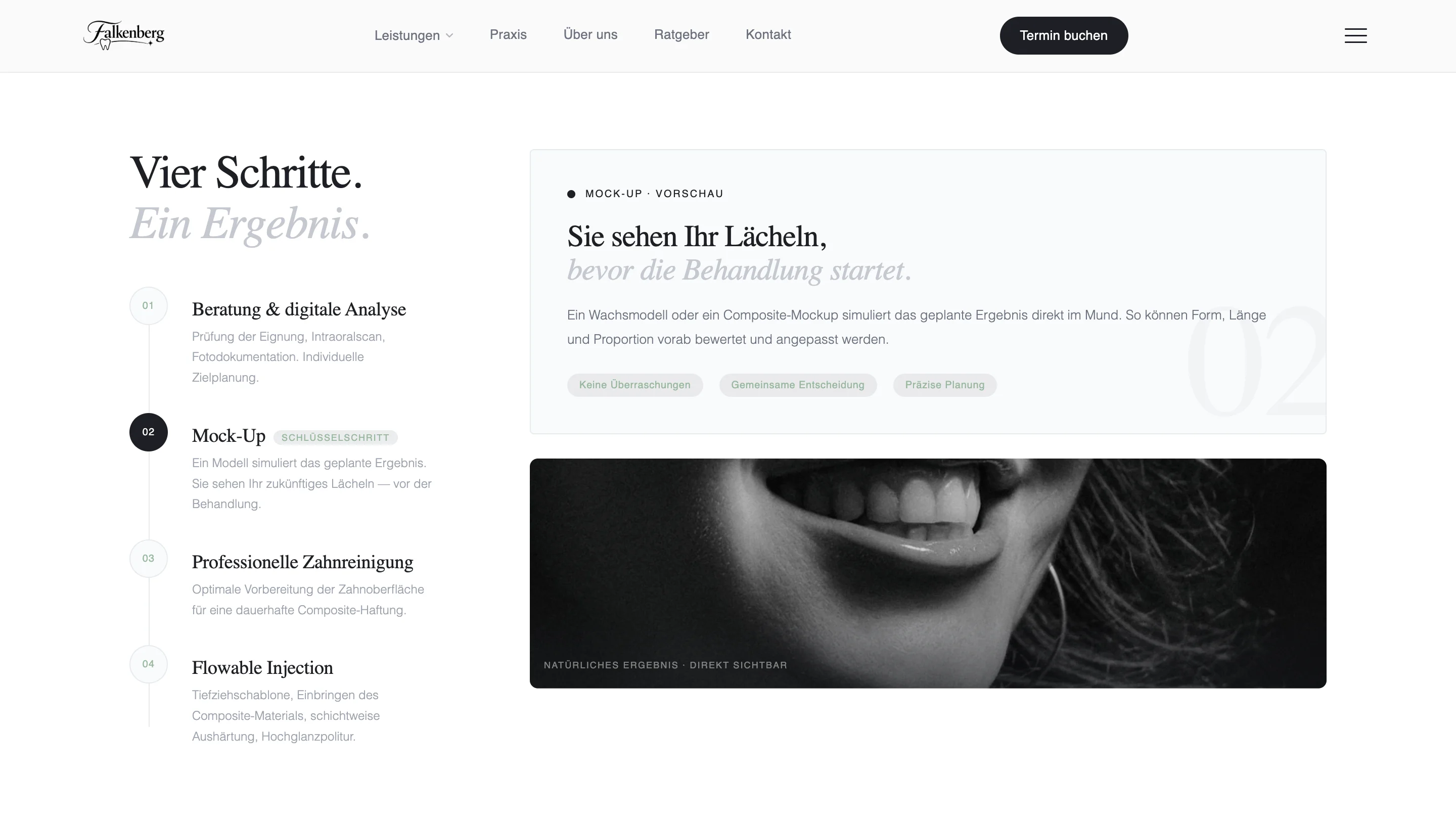 Bio-aesthetische Service-Sektion mit dunklem vertrauensorientiertem Design