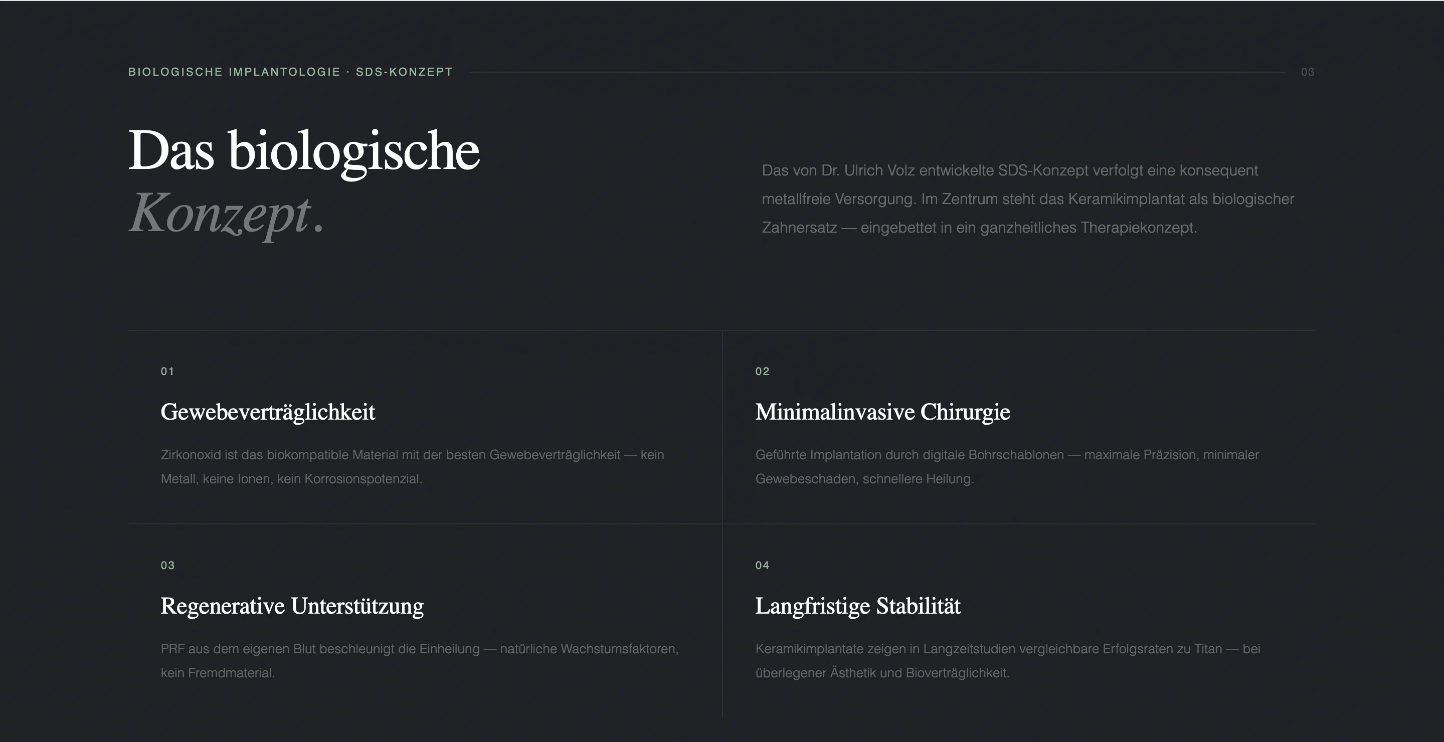 Dental-Themenseite mit SEO-orientierter Inhaltsstruktur