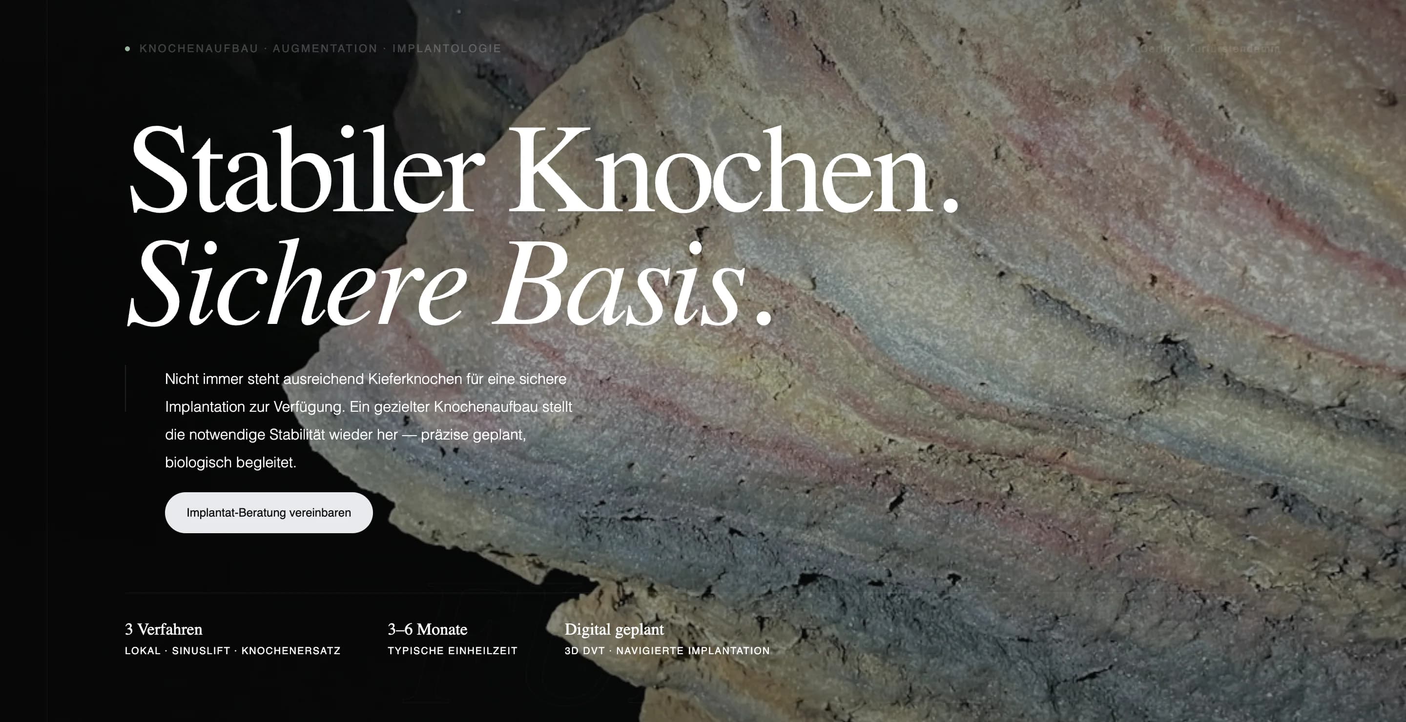 Service-Seite der Privatpraxis mit vertrauensbildender Benutzeroberflaeche