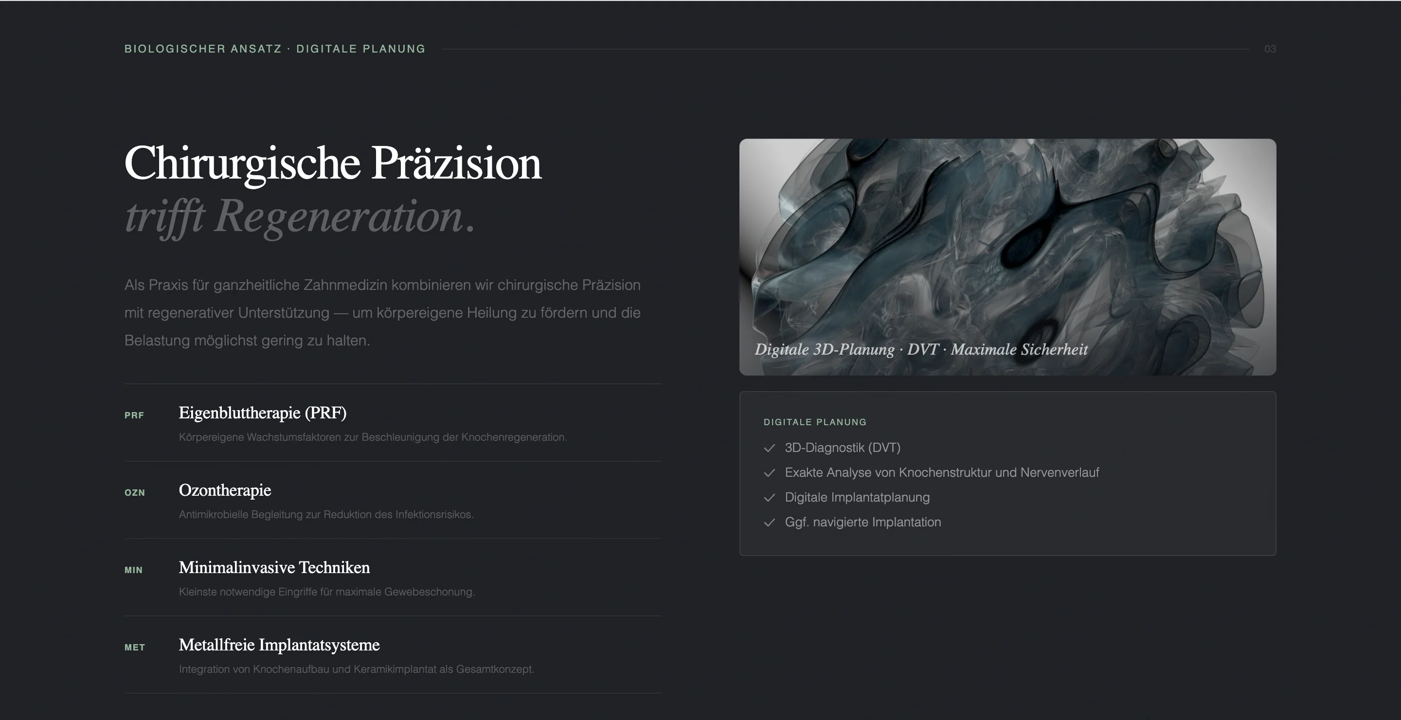 Behandlungsarchitektur-Seite mit modularen medizinischen Inhalten