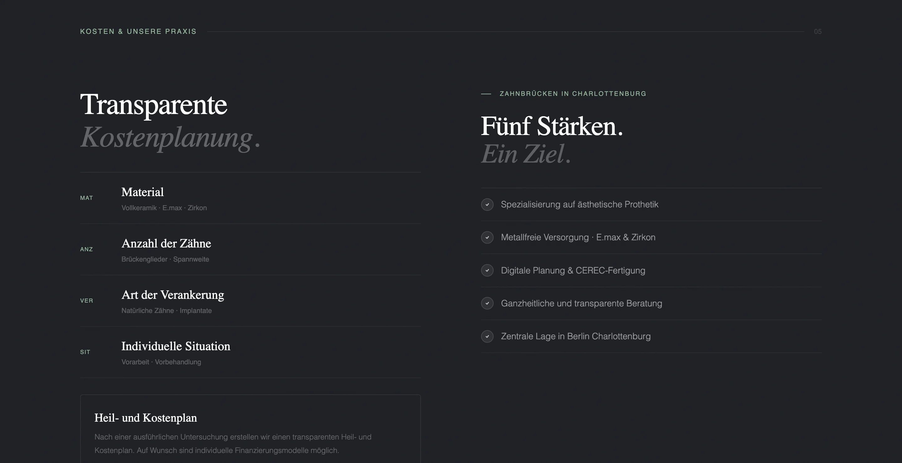 Beratungsorientierter Abschnitt fuer aesthetische Zahnmedizin