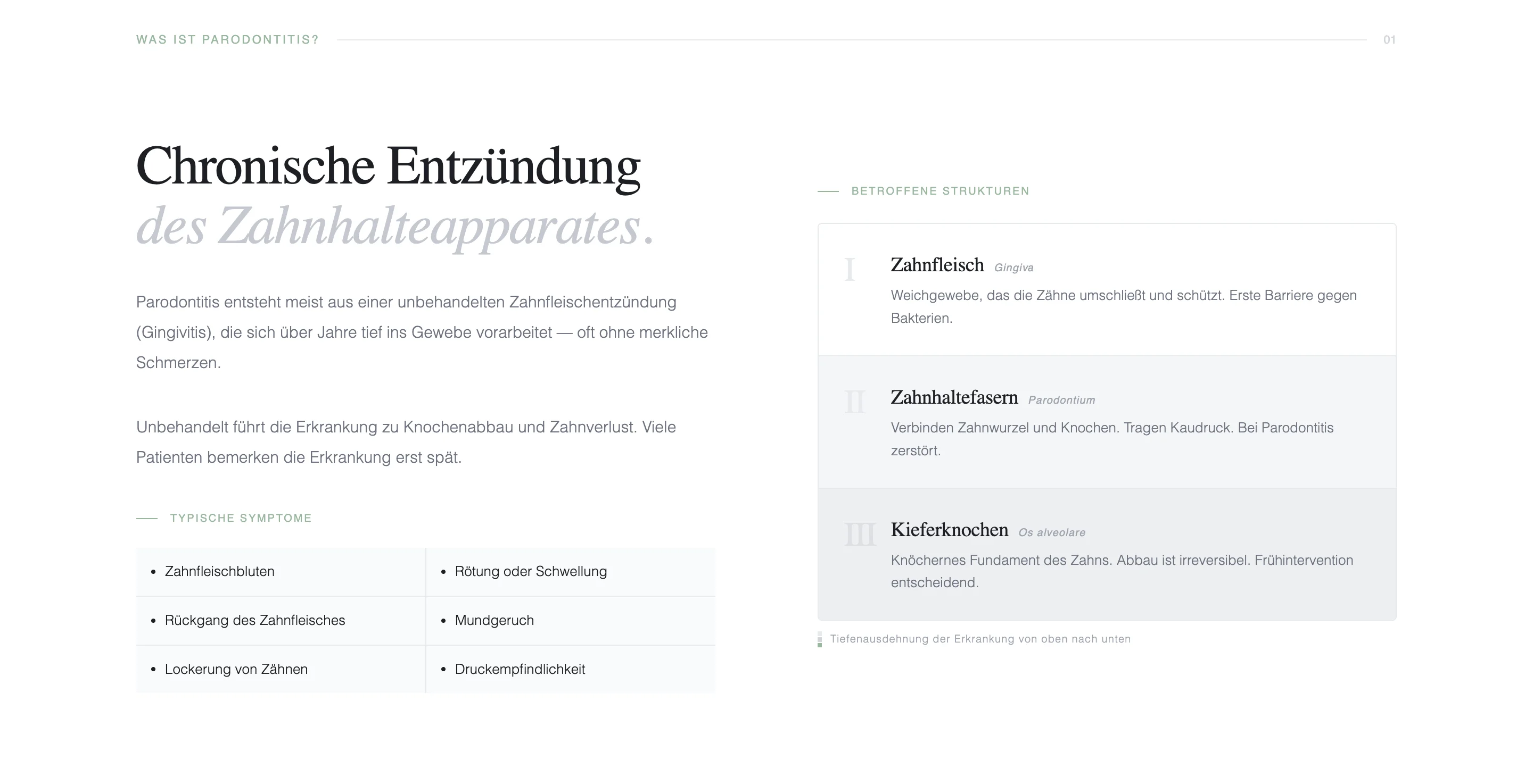 Patienten-Trust-Bereich mit ruhiger editorischer Darstellung