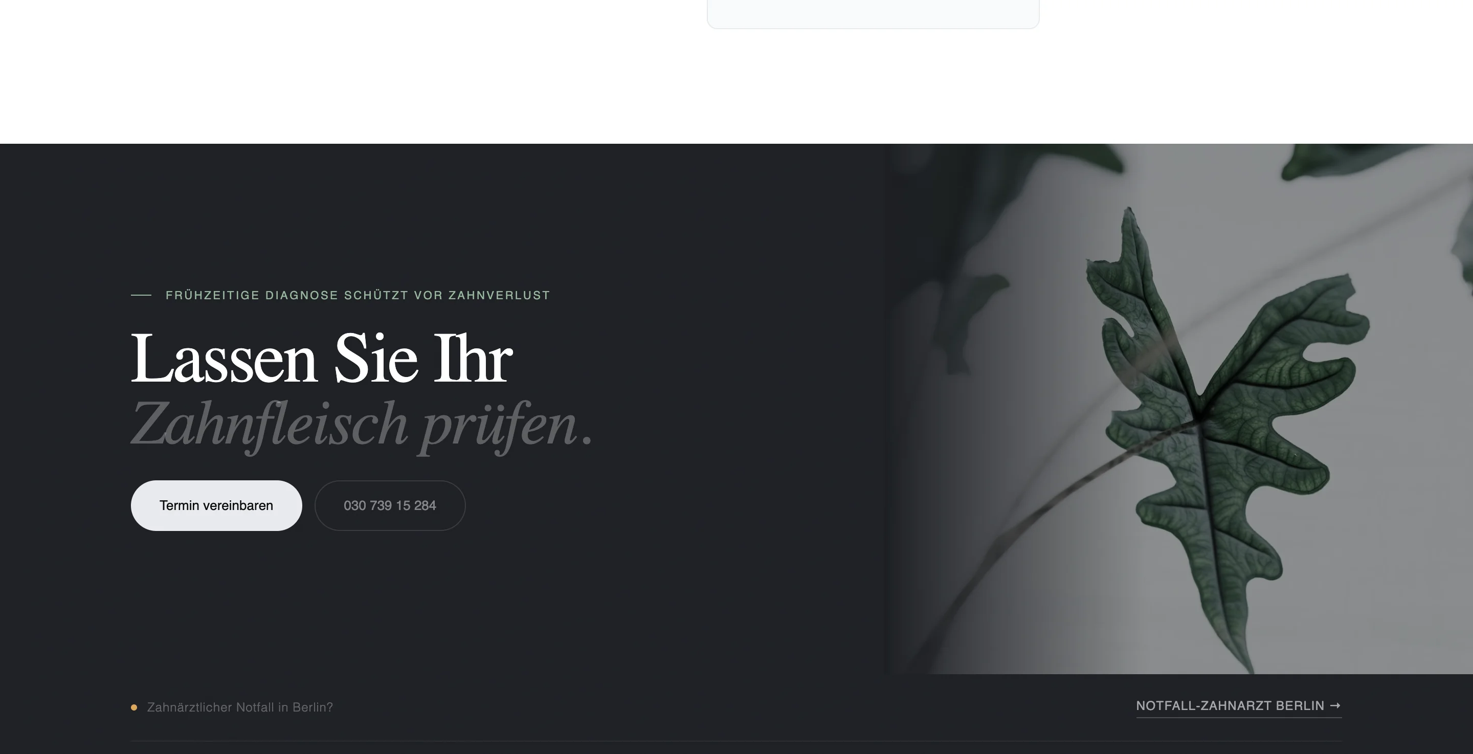 Medizinischer Website-Screen fuer Kontakt- und Terminworkflow