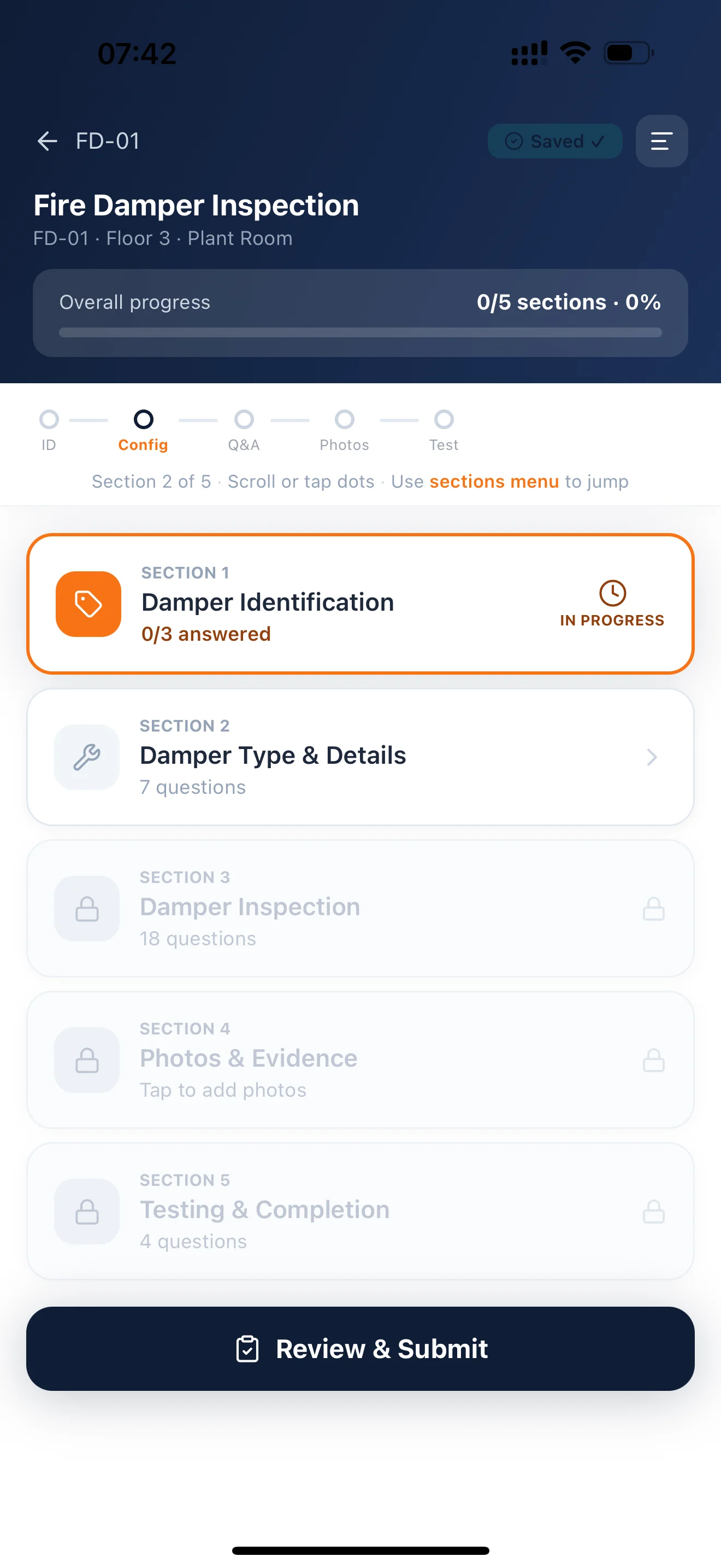 Detaillierte Prüf- und Formularansicht