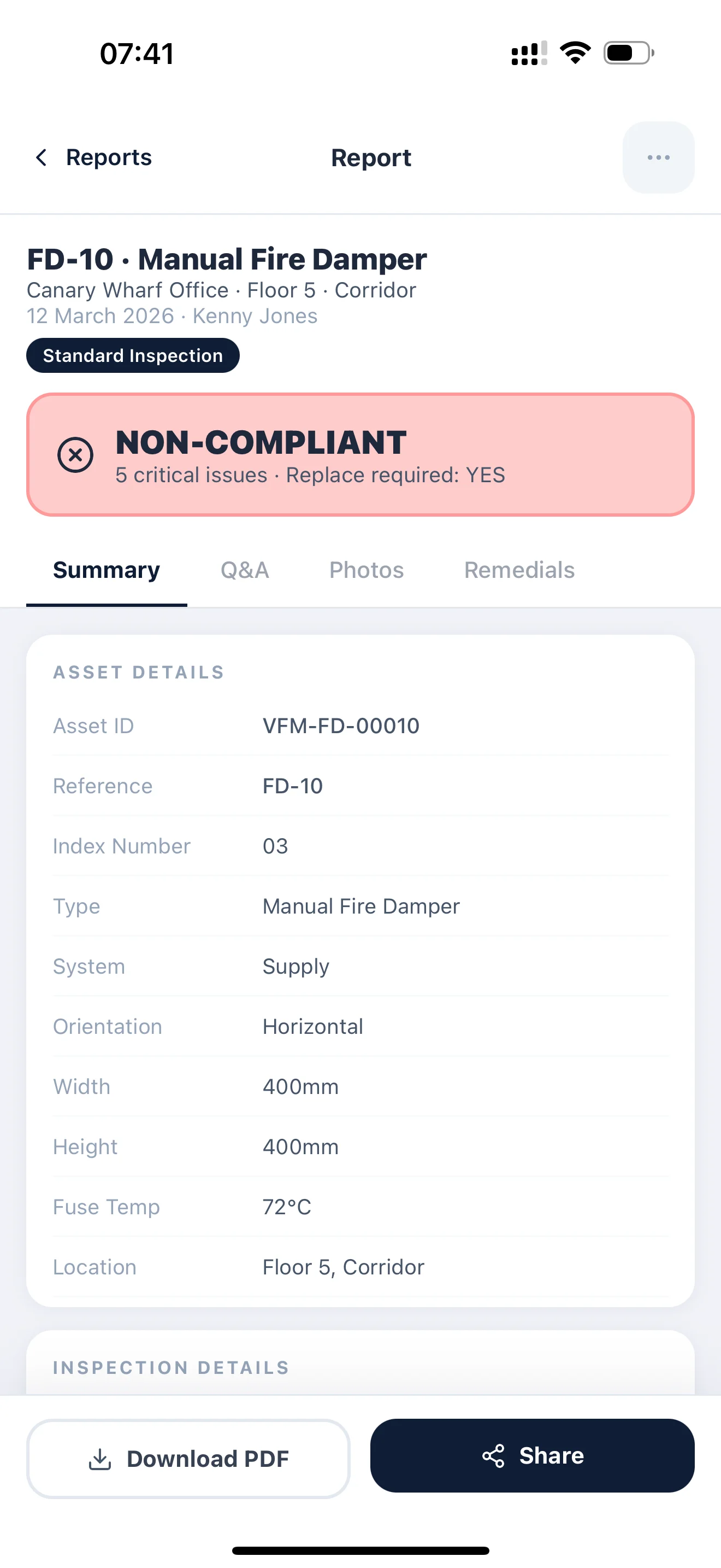 Strukturierter Inspektionsablauf