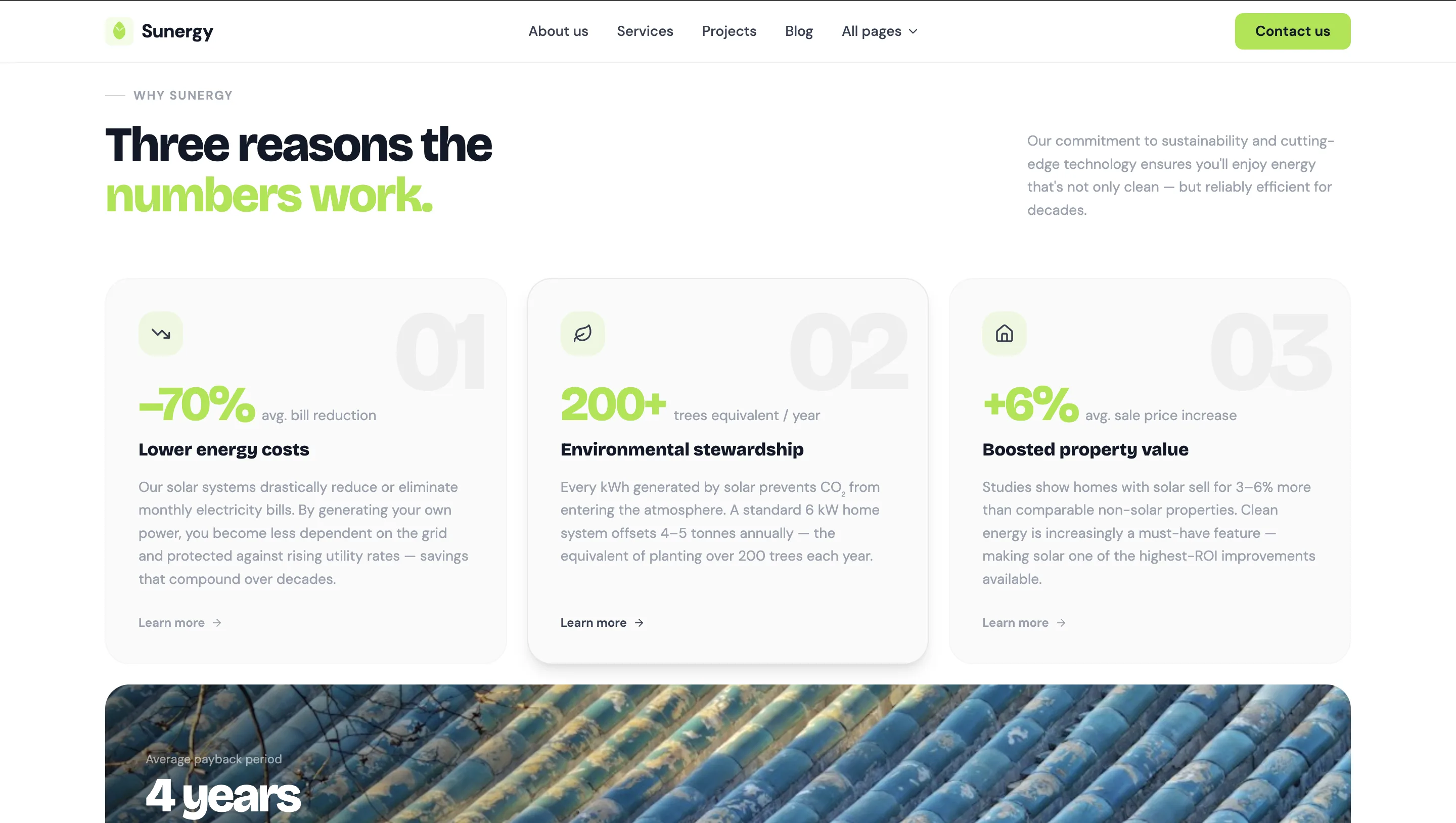 Renewable energy services overview section