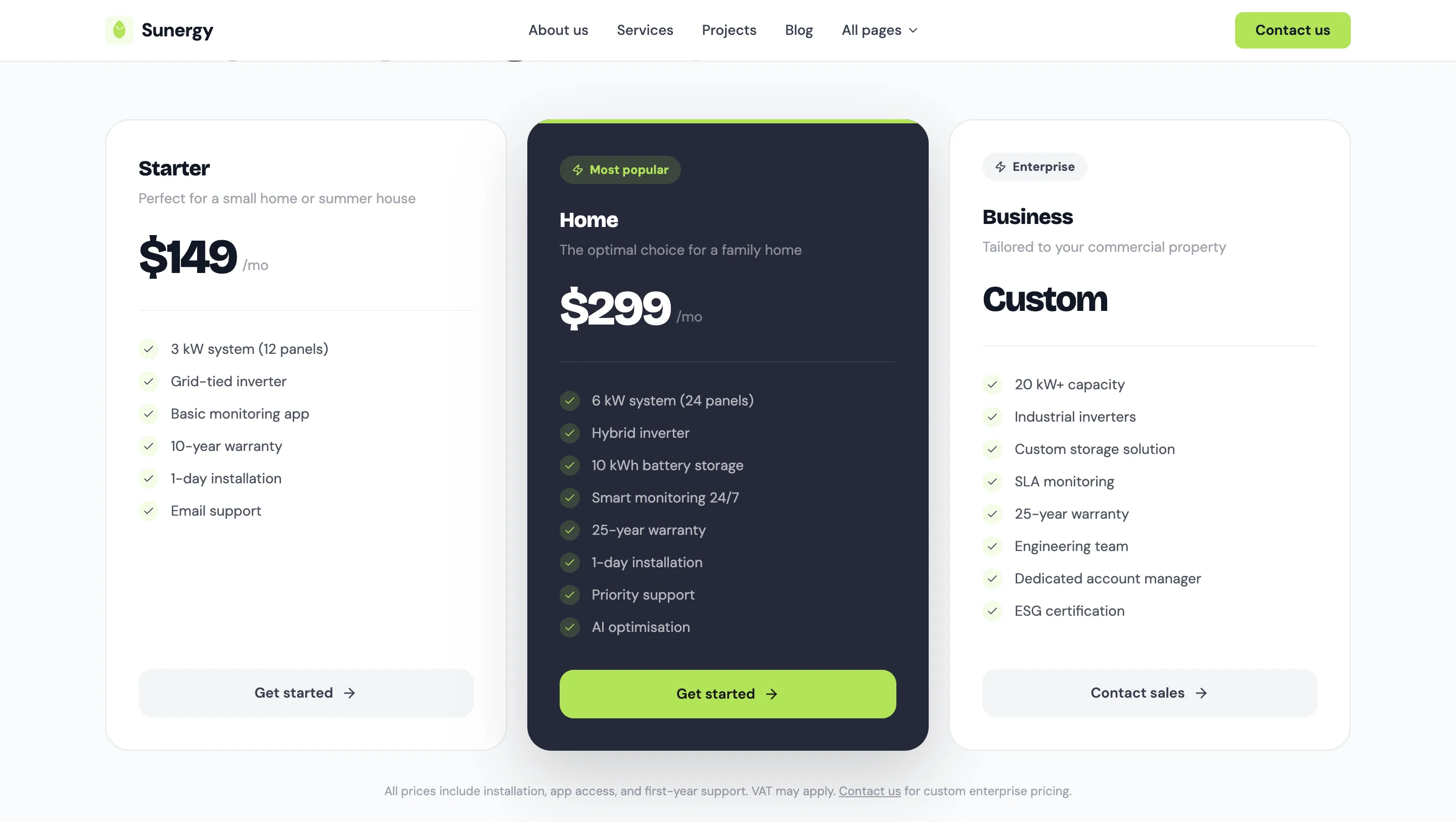 Renewable energy polaroid style project stack