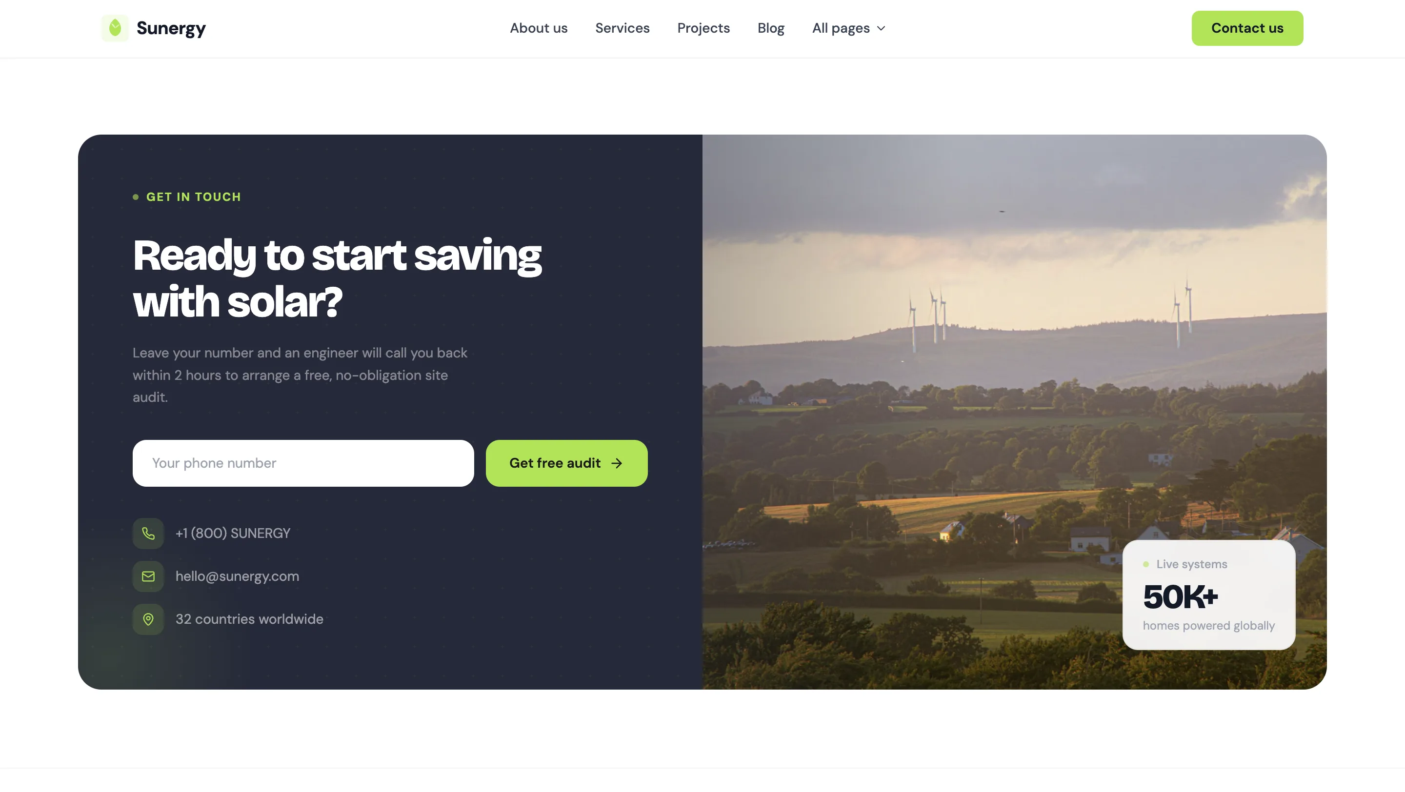 Renewable energy interactive world map with project markers