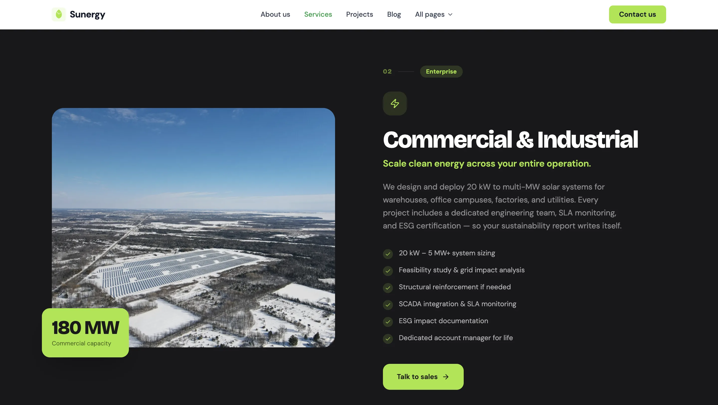 Renewable energy team presentation section