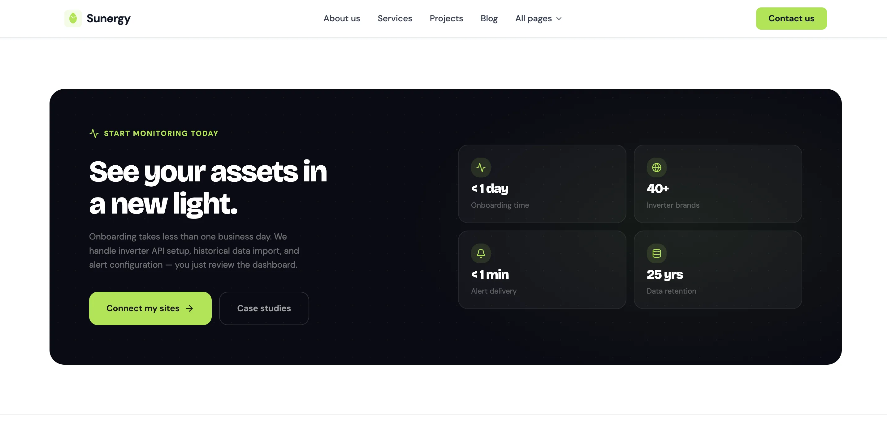 Renewable energy card grid motion layout