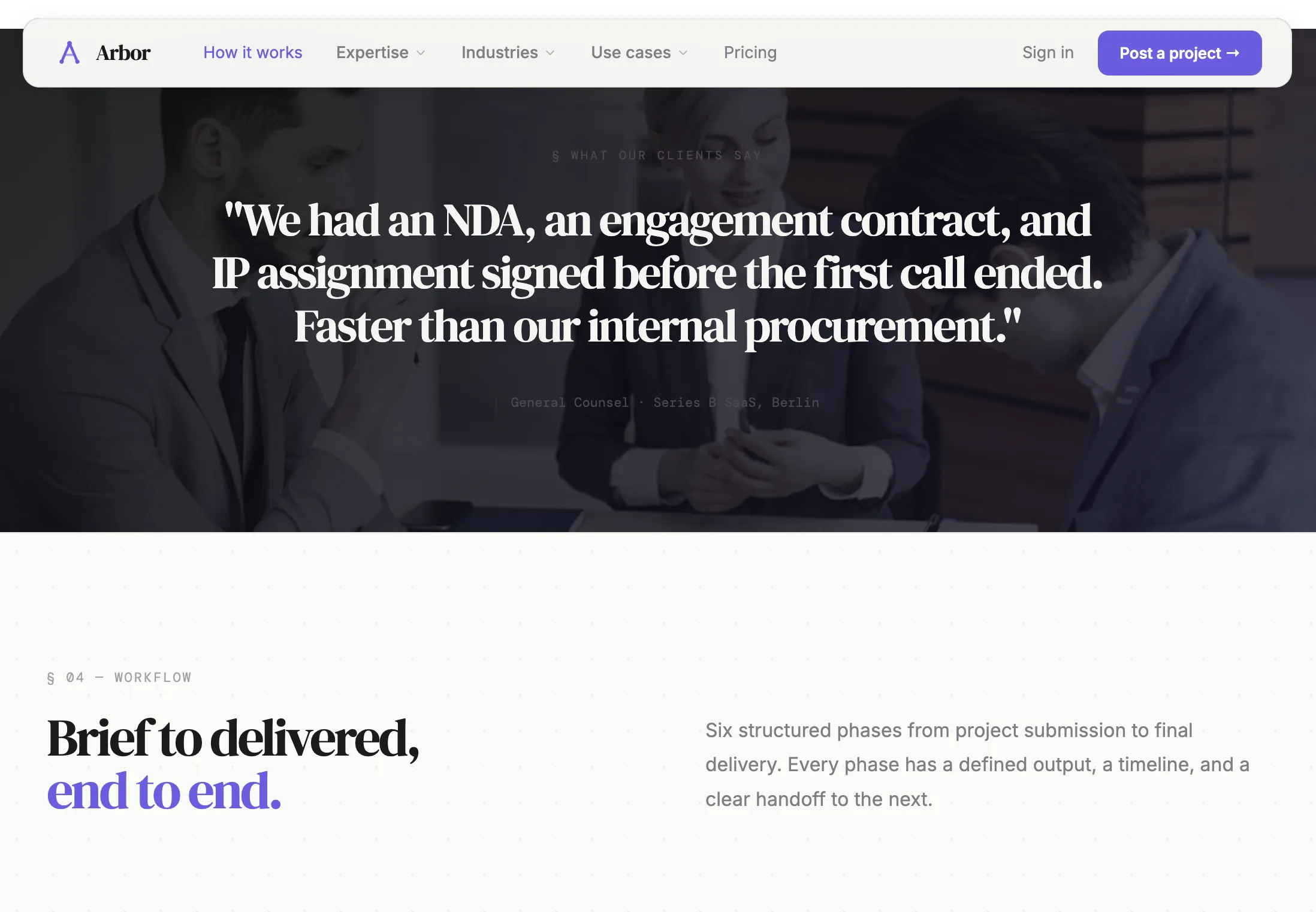 Arbor consultant dashboard with contracts and income