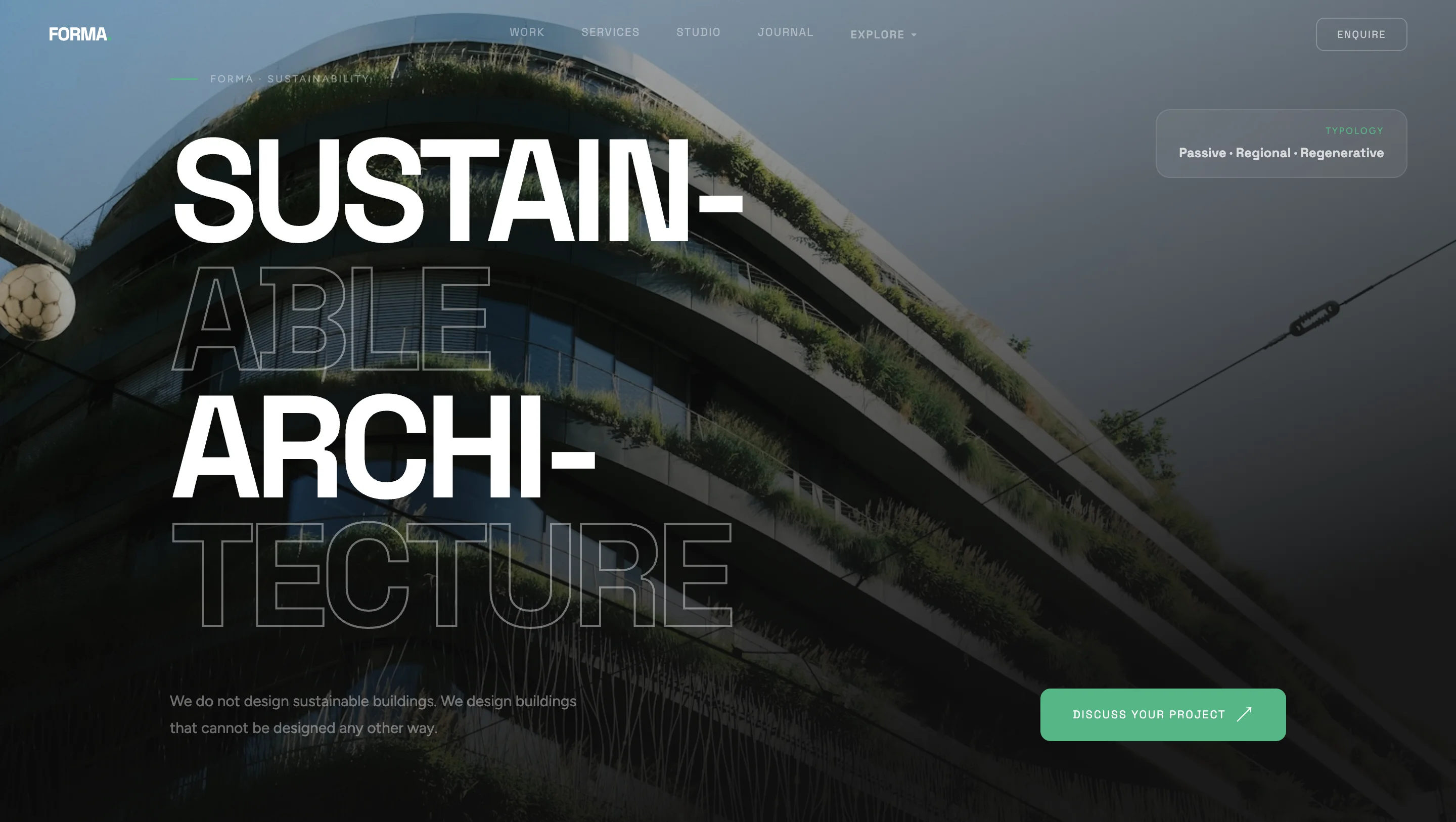 FORMA Architecture Studio concept-study platform overview (illustrative)