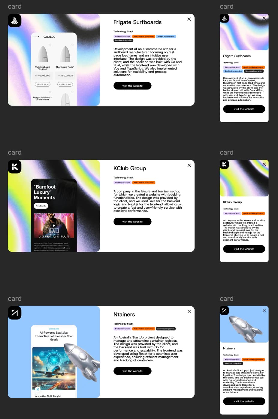 AERA Case-Study-Karten für Desktop und Mobile