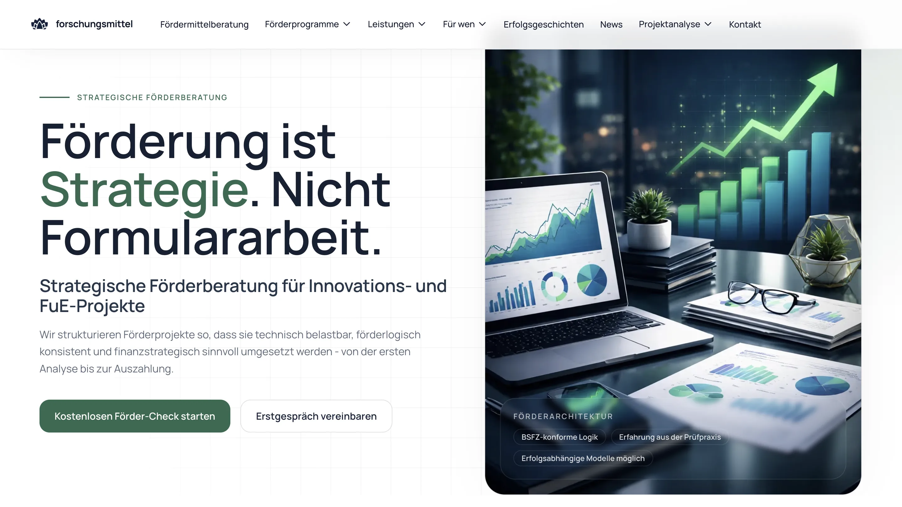 Öffentliches B2B Website-Cover von Forschungsmittel.com