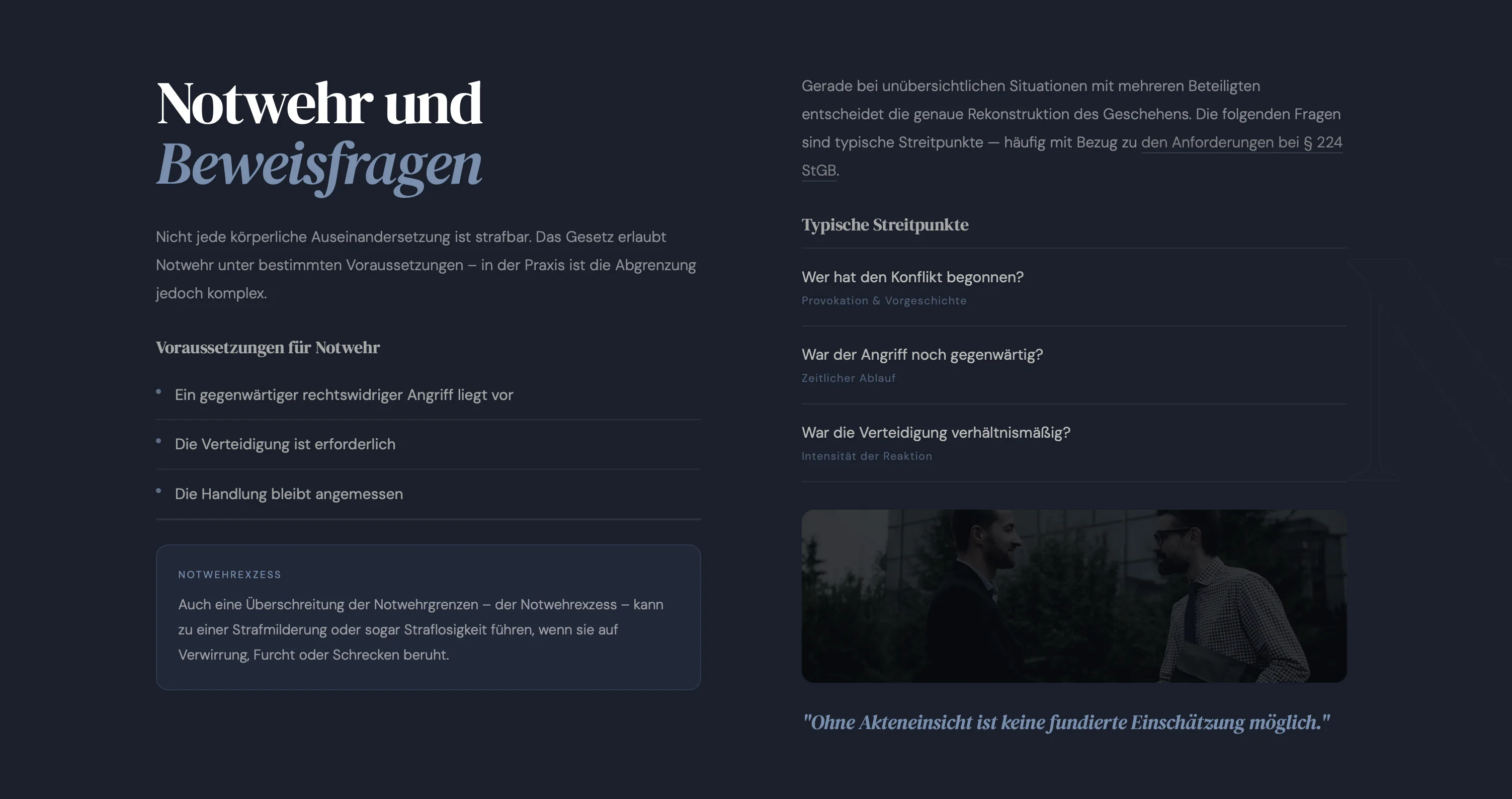 Wenzel Informationsseite zu Notwehr und Beweisfragen