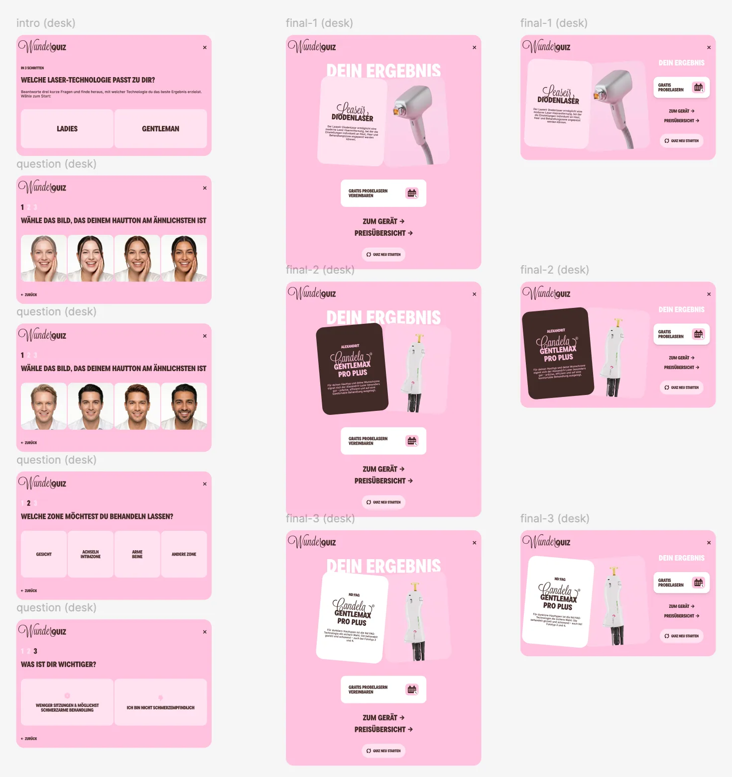 WunderQuiz mit geführten Auswahl- und Ergebnisansichten