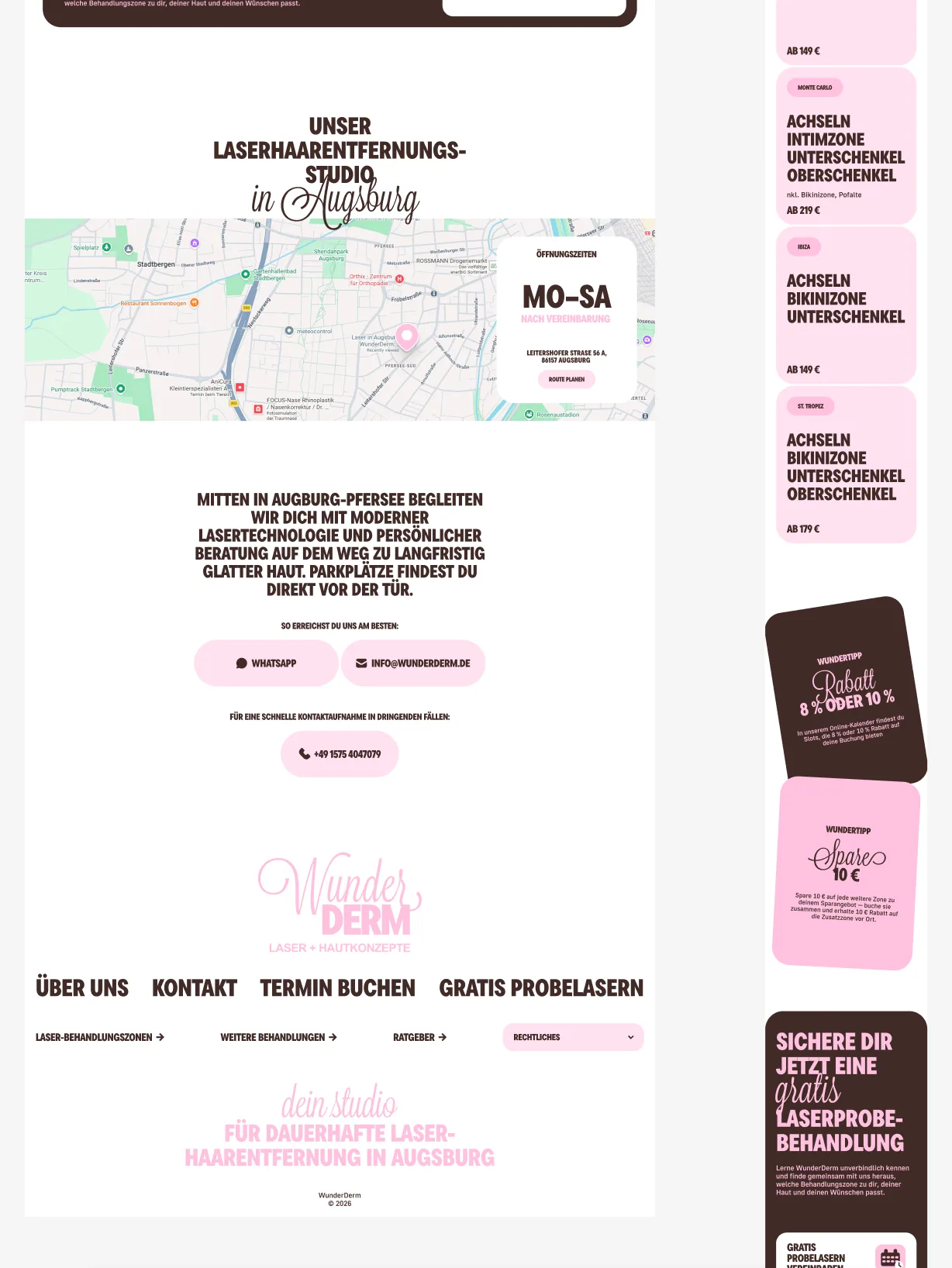 Responsive Standort-, Buchungs- und Footer-Module