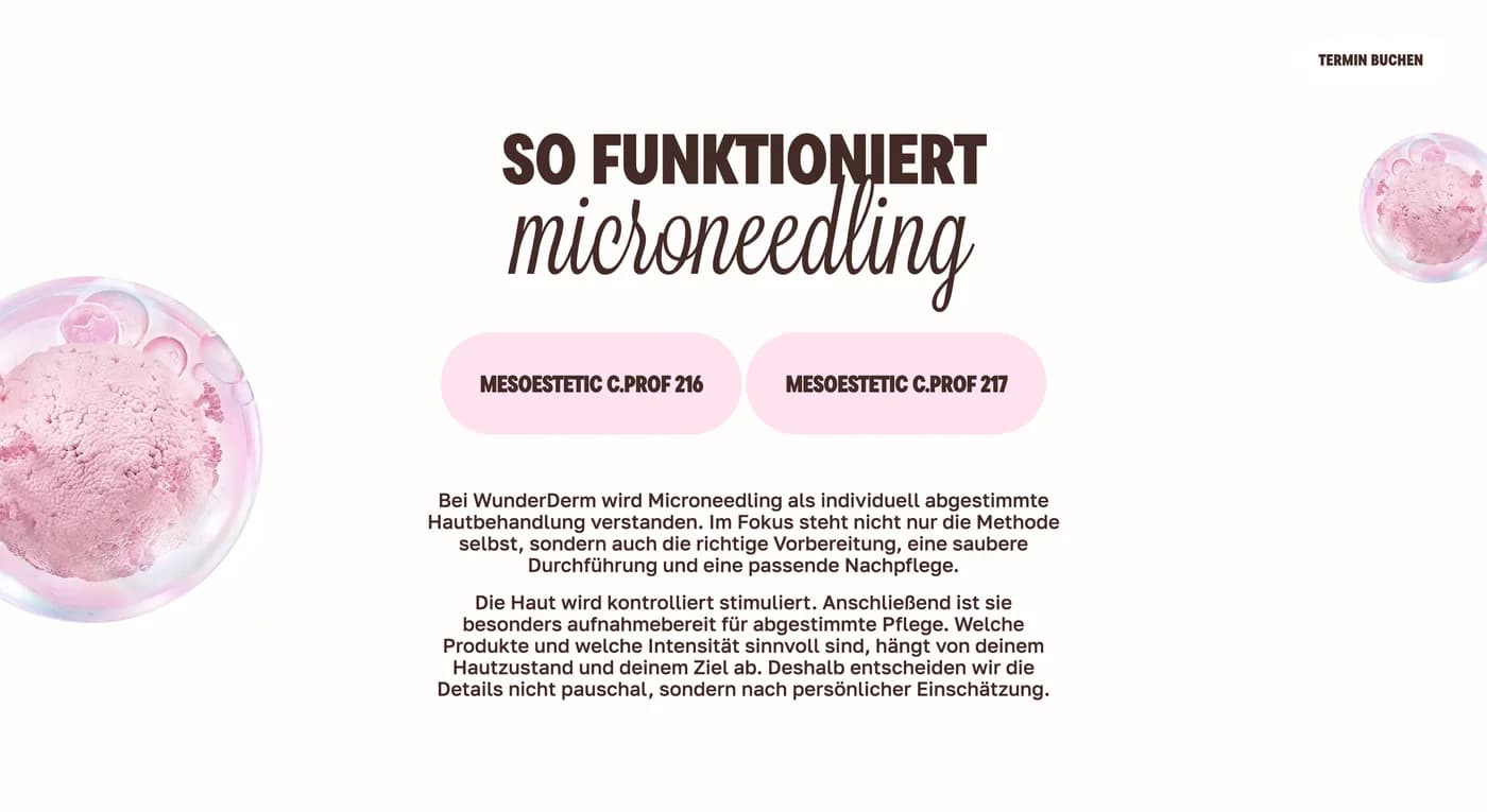Editoriales Erklärmodul zur Microneedling-Seite