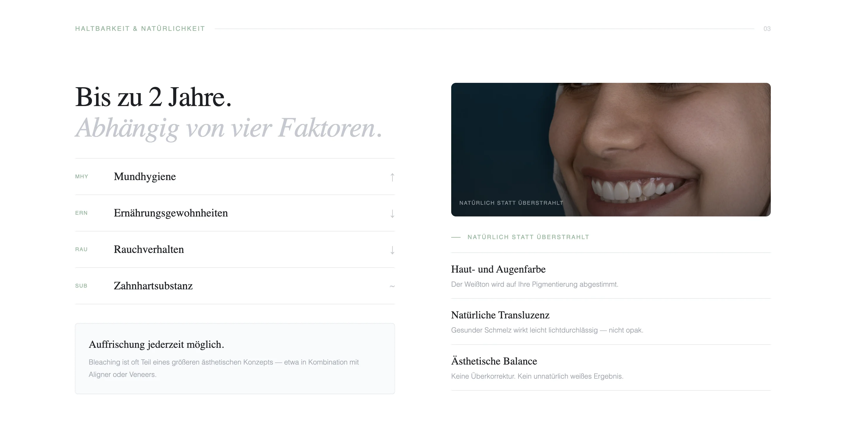 Illustrativer Website-Bereich mit Themen-Inhaltsblöcken (Konzept)