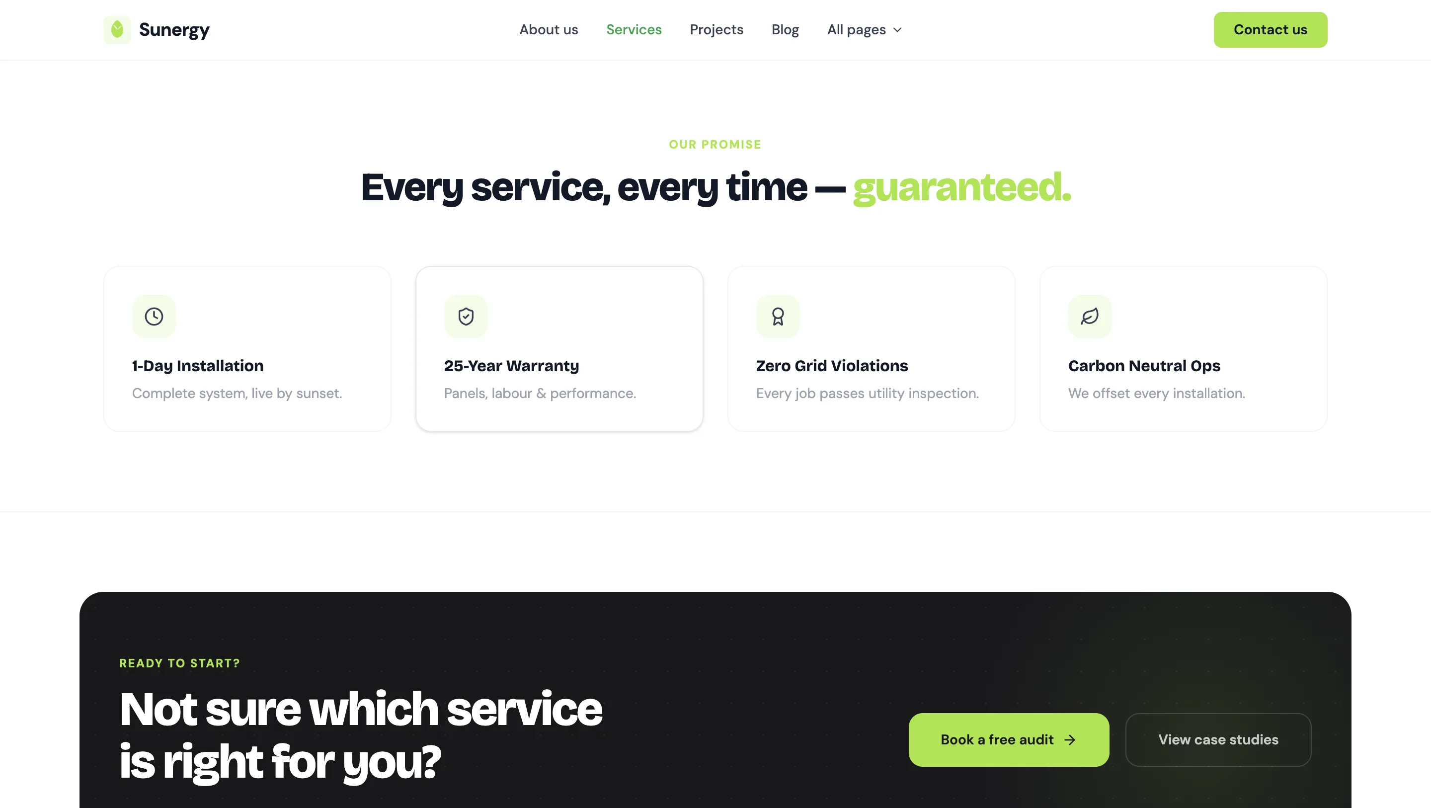 Renewable energy services page overview