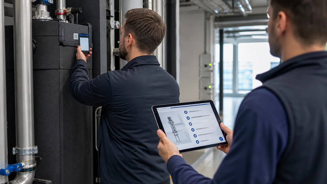 KI-generiertes Symbolbild: Ein generischer Field-Inspection-Workflow verbindet Asset-Erfassung per Smartphone mit operativer Kontrolle auf einem Tablet.